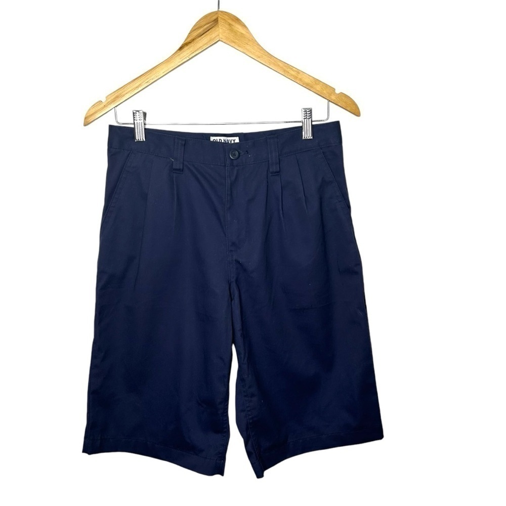 Old Navy Boys Navy Blue Built-In Flex Twill Straight Uniform School Shorts Sz 14